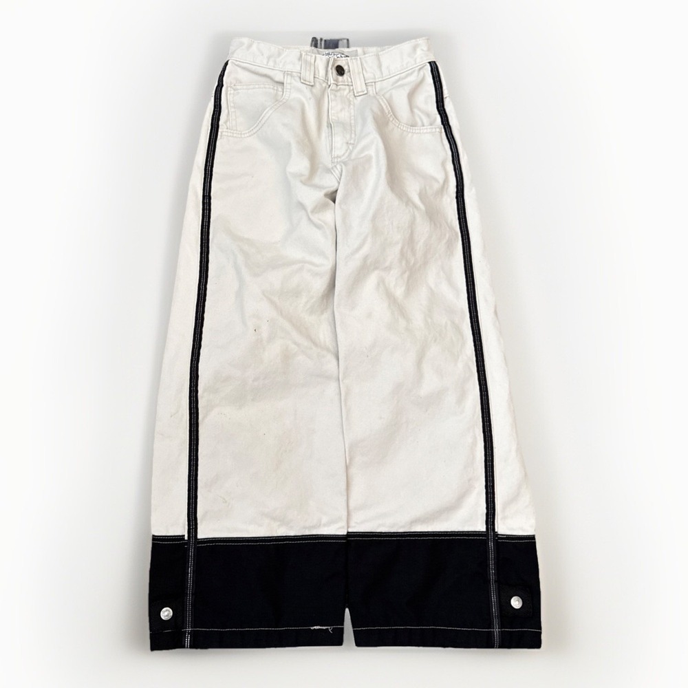 Vintage Y2K Lee Pipes BMX‎ Pants 25x25 Large Tan Black Patch Logo Mesh Rave